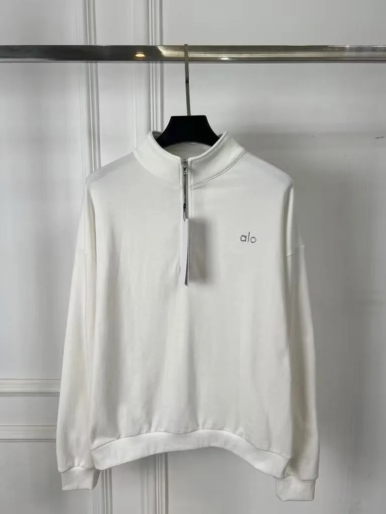 Alo Yoga White Half-Zip Sweatshirt
